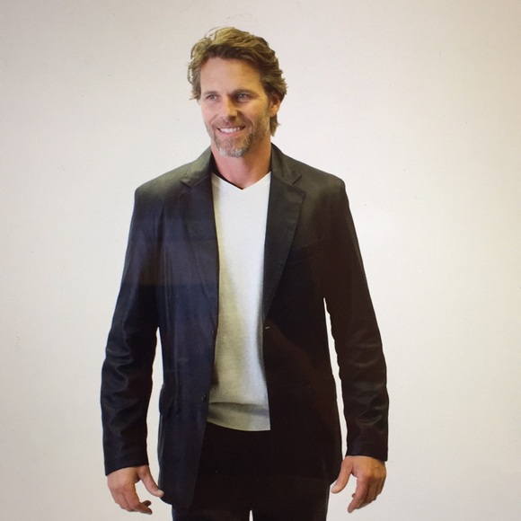 Remy Leather Other - Classic Remy Leather Black 2 Button Blazer Size44